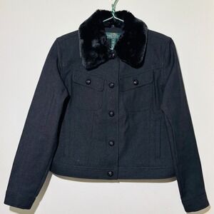 Lauren Ralph Lauren Black Shimmer
Denim Faux Fur Collar Jacket
Women's Sz LP